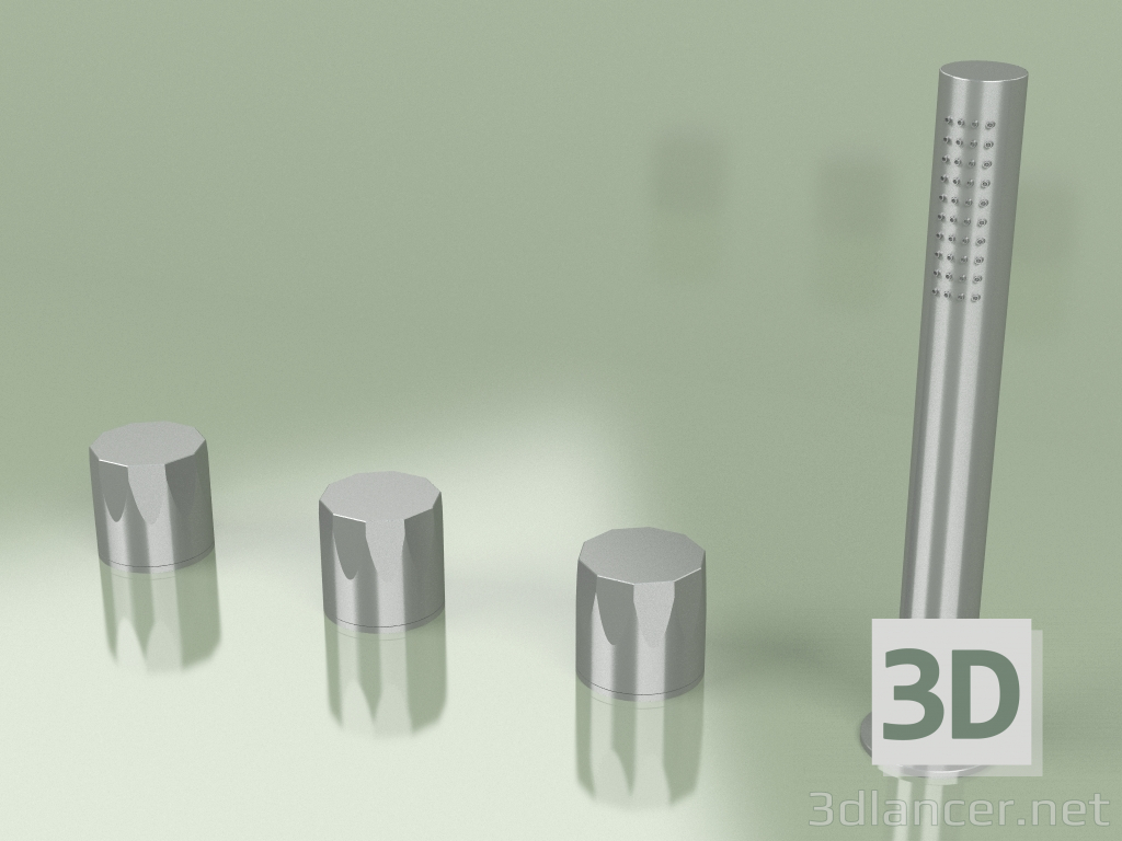 modello 3D Miscelatore 3 fori e miscelatore idro-progressivo con doccetta (15 97, AS) - anteprima
