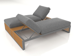 Double bed for relaxation with an aluminum frame made of artificial wood (Anthracite)