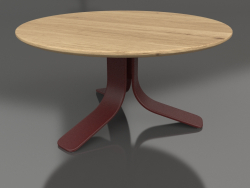 Coffee table Ø80 (Wine red, Iroko wood)