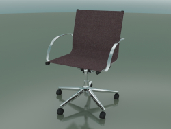 Swivel chair with armrests on 5 wheels, with fabric upholstery (1211)