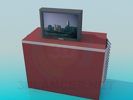 modello 3D Comodino con TV SONY - anteprima