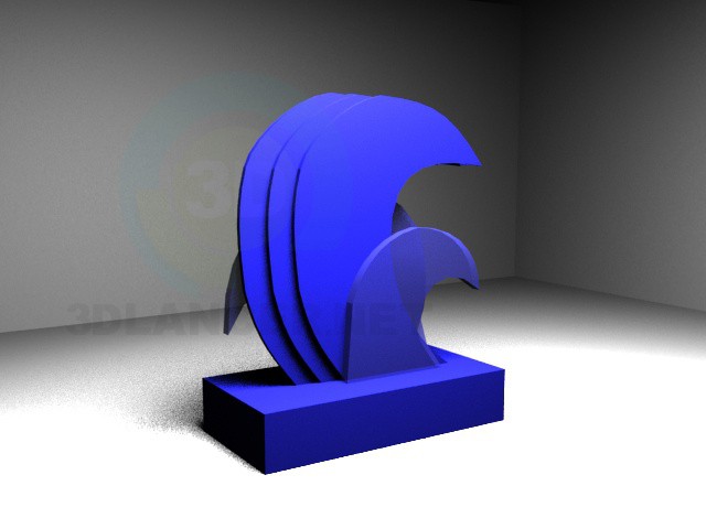 3d model statuette of a wave - preview