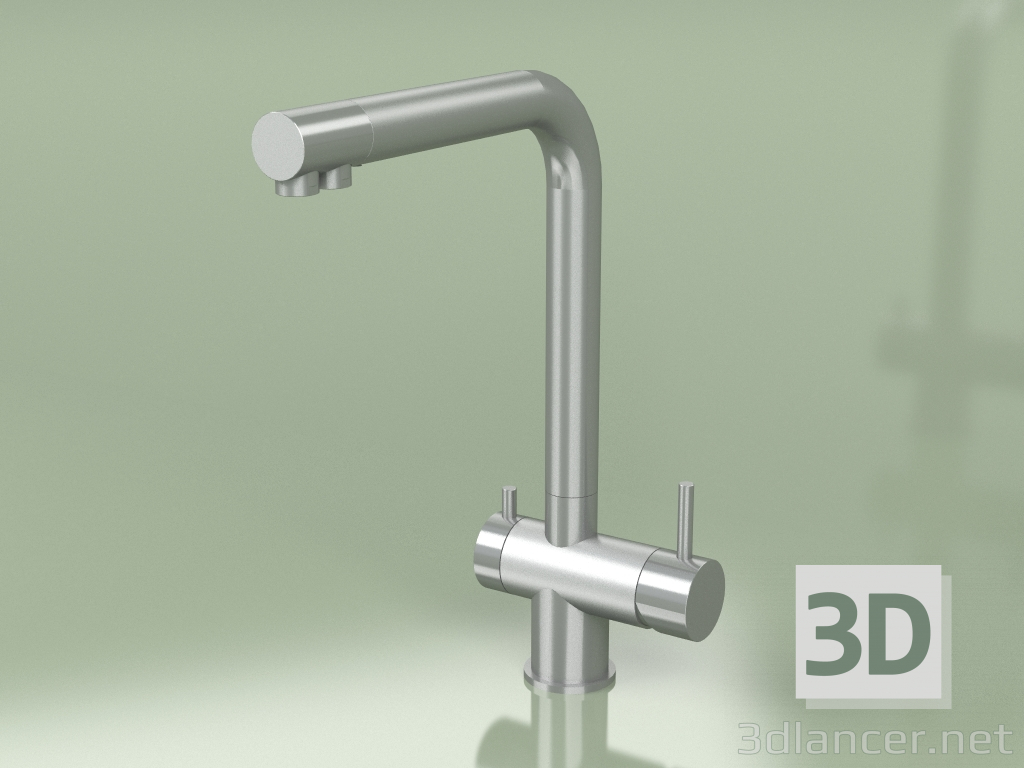 3d model Stainless steel kitchen sink mixer with water purification (383, AS) - preview