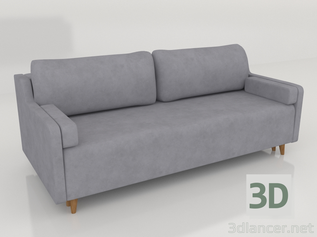 modèle 3D Canapé pliant carré droit 3 places - preview