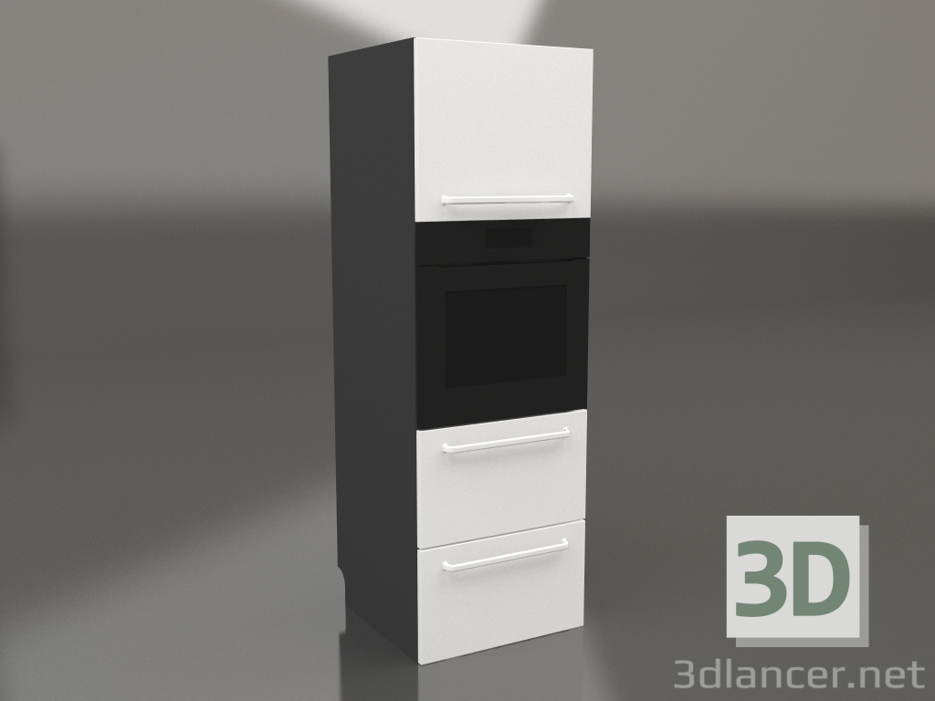modèle 3D Four et deux tiroirs 60 cm (blanc) - preview