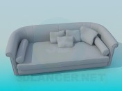 Sofa with cushions and rollers