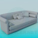 3D Modell Sofa mit Kissen und Rollen - Vorschau