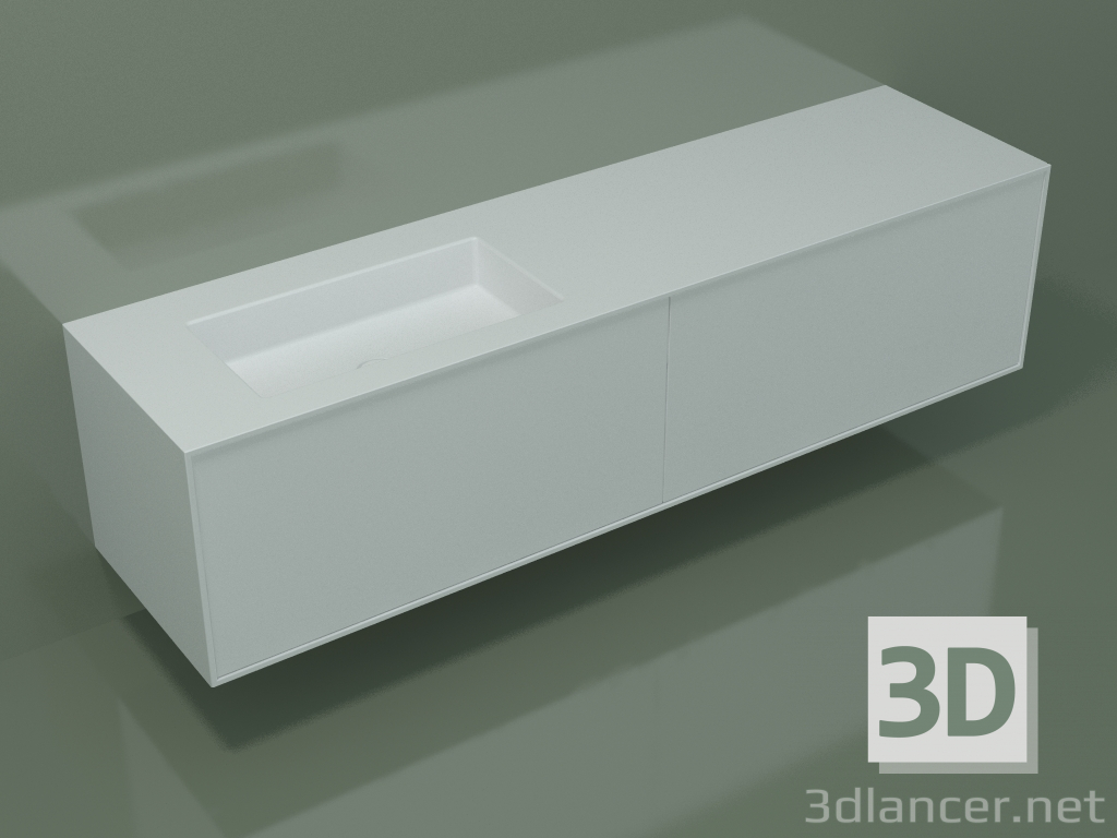 3D Modell Waschbecken mit Schubladen (06UCA34S1, Glacier White C01, L 192, P 50, H 48 cm) - Vorschau