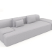 3d модель Кокет прямий диван 3-місний і пуф – превью