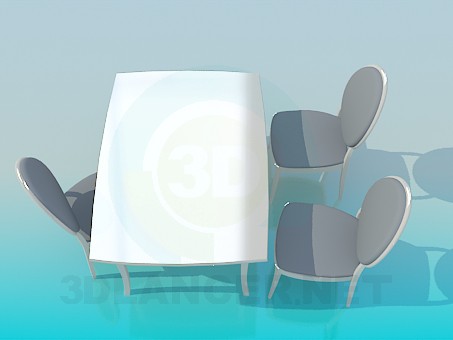 Modelo 3d Mesa e cadeiras - preview