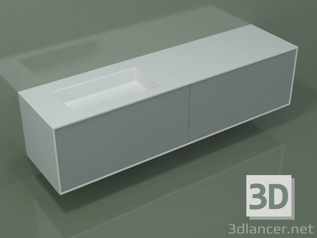 3D Modell Waschbecken mit Schubladen (06UCA34S1, Silbergrau C35, L 192, P 50, H 48 cm) - Vorschau