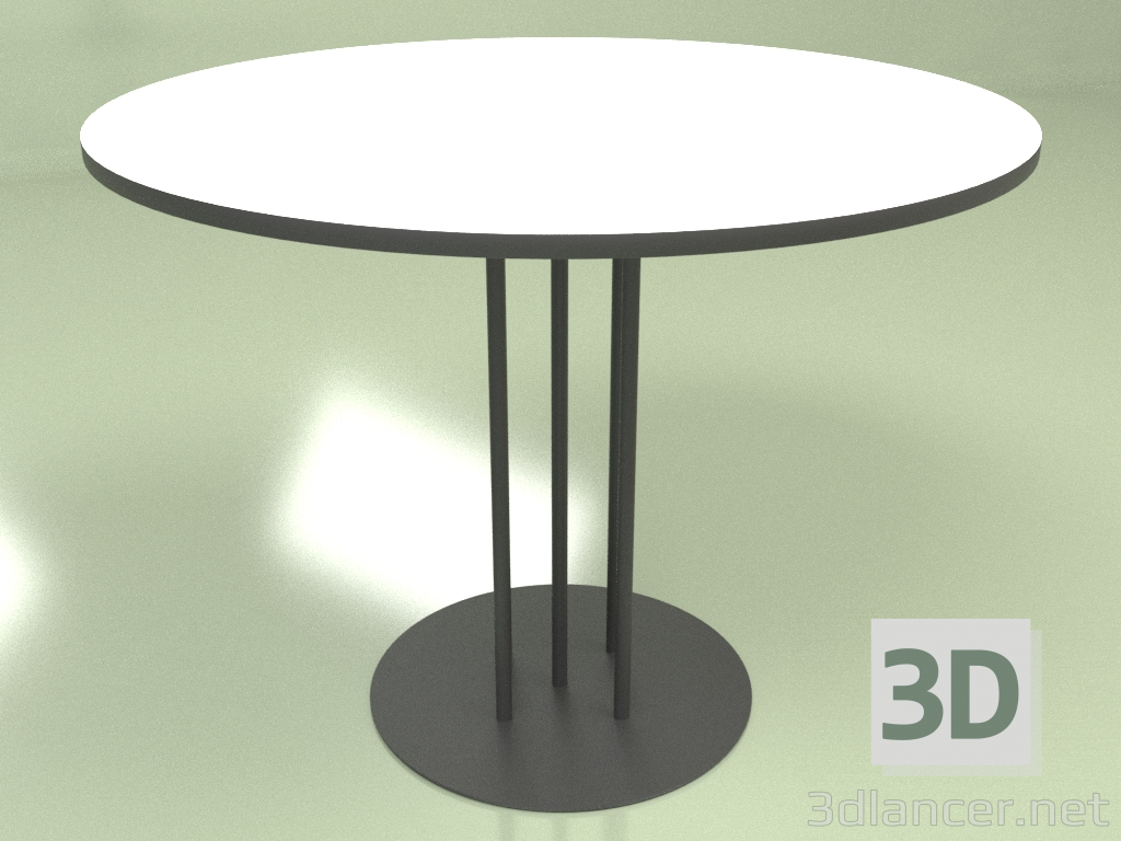 3d model Dining table round 4P (white-anthracite) - preview