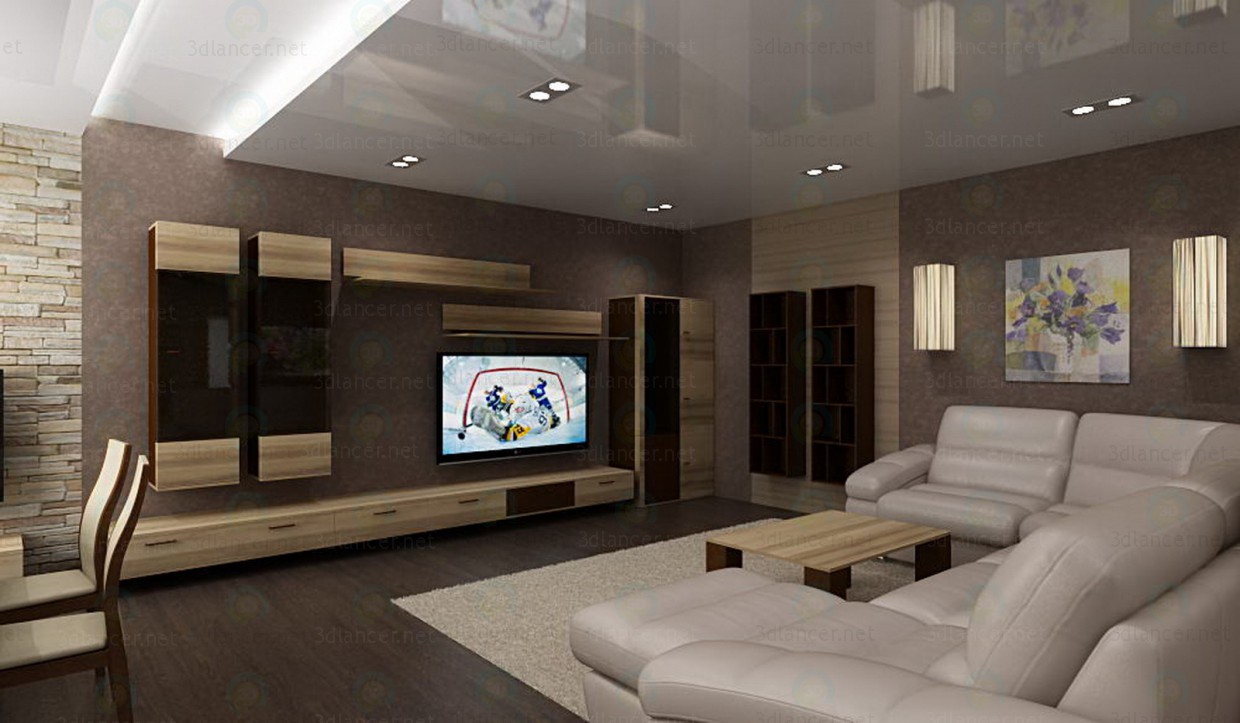 Modelo 3d Sala de estar, cidade - preview