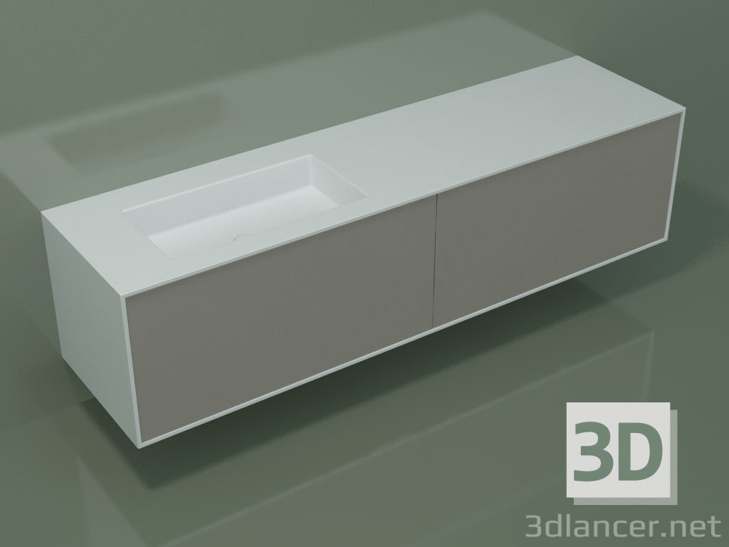 modèle 3D Lavabo avec tiroirs (06UCA34S1, Clay C37, L 192, P 50, H 48 cm) - preview
