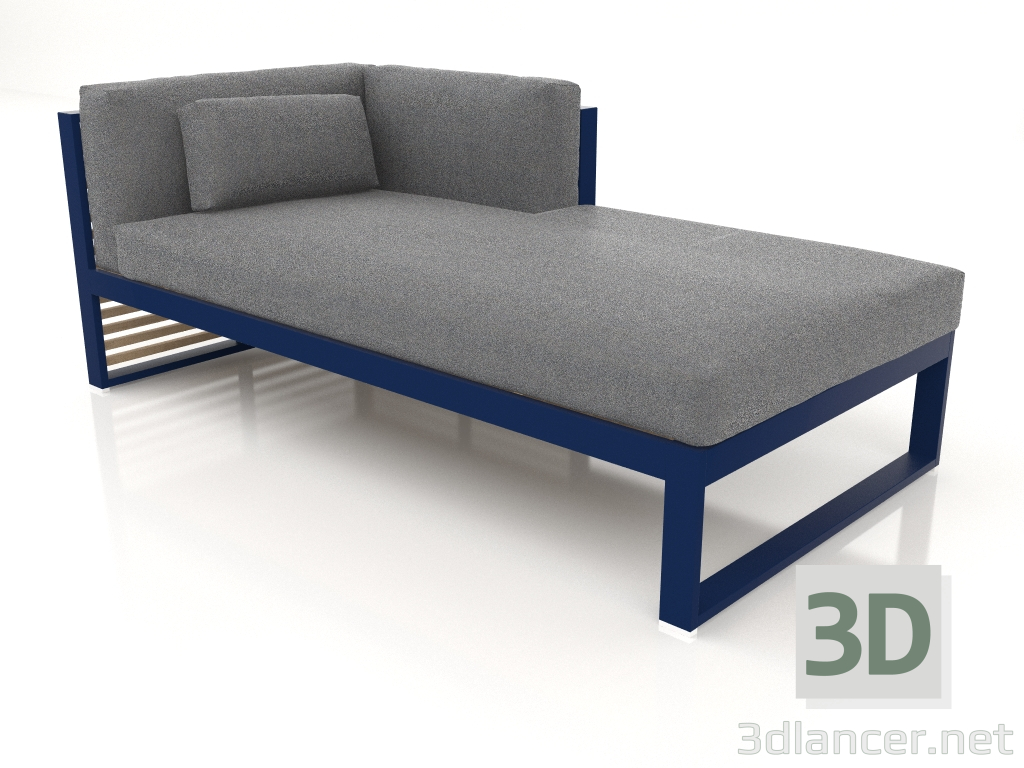 modèle 3D Canapé modulable, section 2 droite (Bleu nuit) - preview