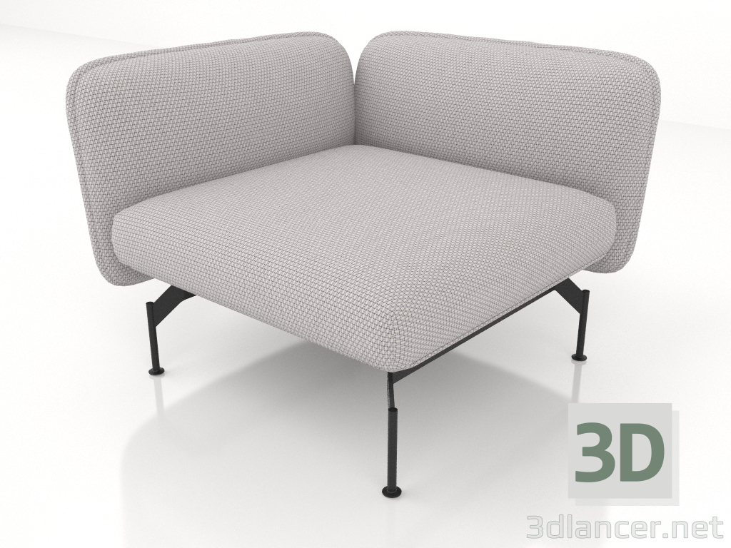 modello 3D Modulo divano 1 posto con bracciolo a sinistra - anteprima