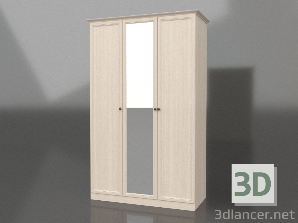 3d модель Шкаф трехдверный с зеркалом – превью