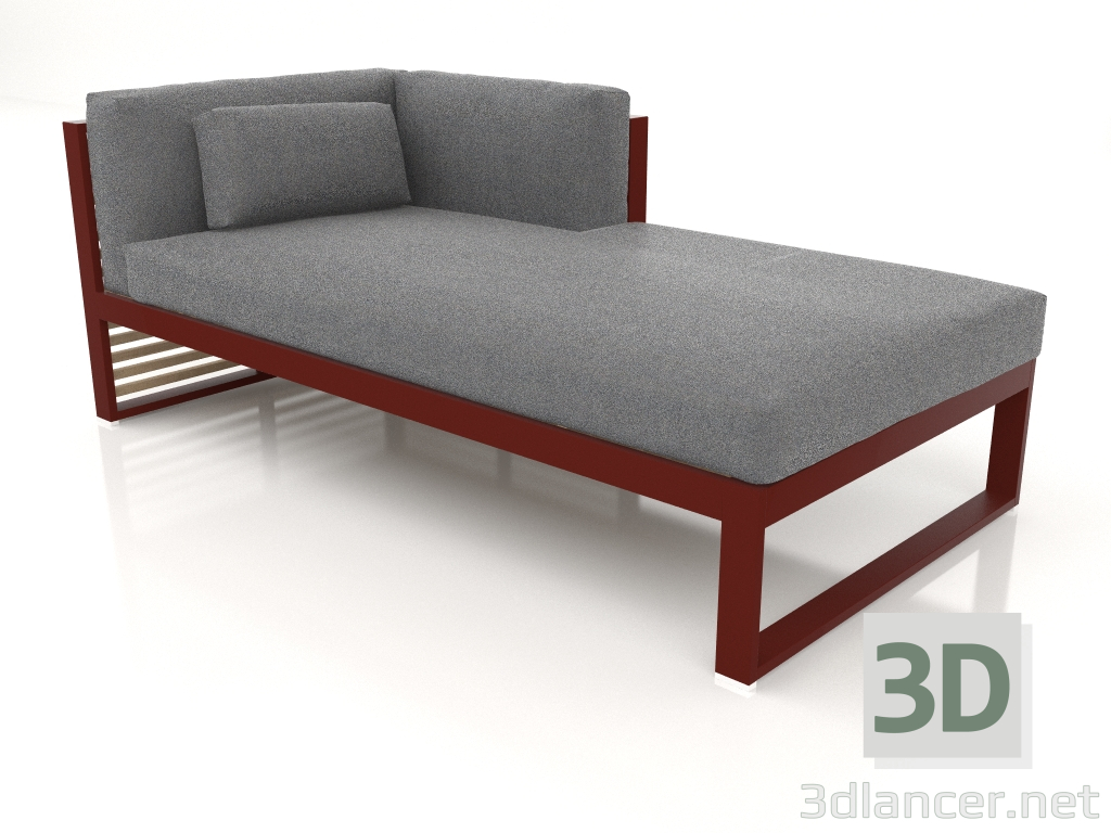 3D Modell Modulares Sofa, Abschnitt 2 rechts (Weinrot) - Vorschau