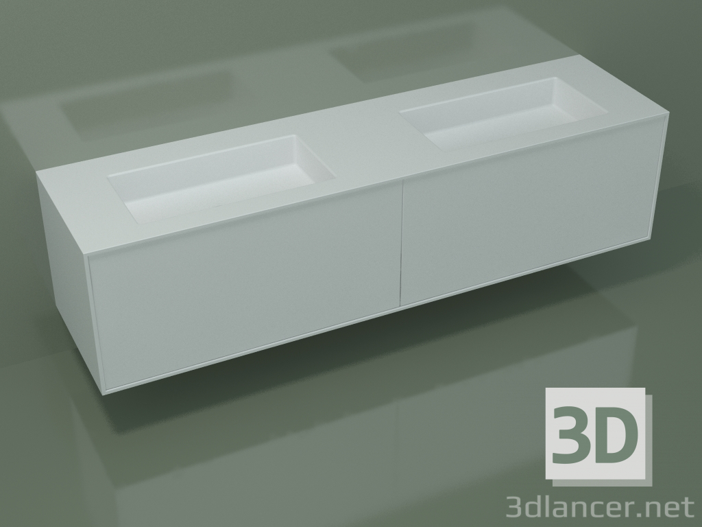 3d model Washbasin with drawers (06UCA3421, Glacier White C01, L 192, P 50, H 48 cm) - preview