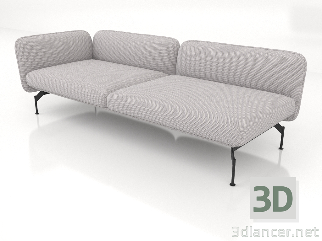 3D modeli Sol tarafta kolçaklı 2,5 koltuklu kanepe modülü - önizleme