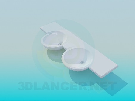 modello 3D Doppio lavabo - anteprima