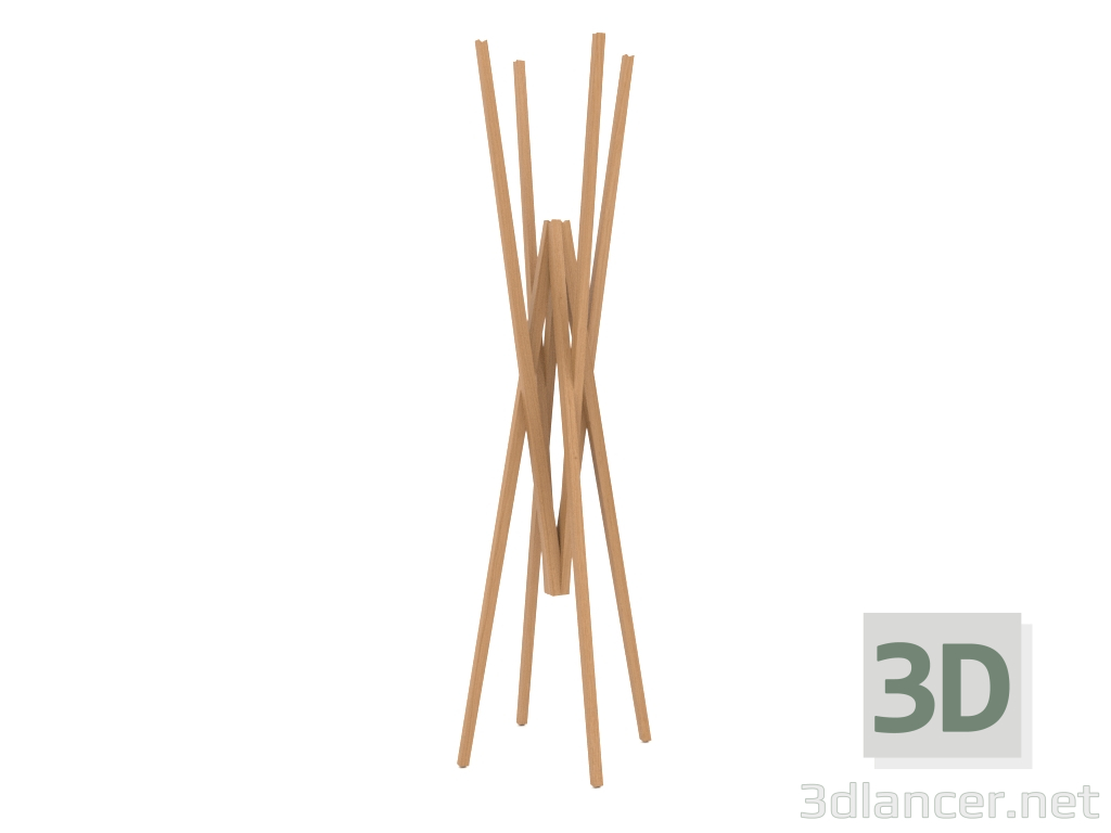 modèle 3D Portemanteau (chêne naturel) - preview