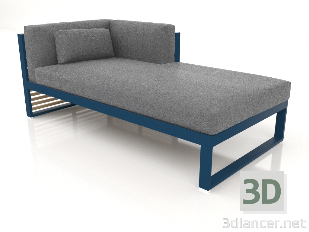 modèle 3D Canapé modulable section 2 droite (Gris bleu) - preview