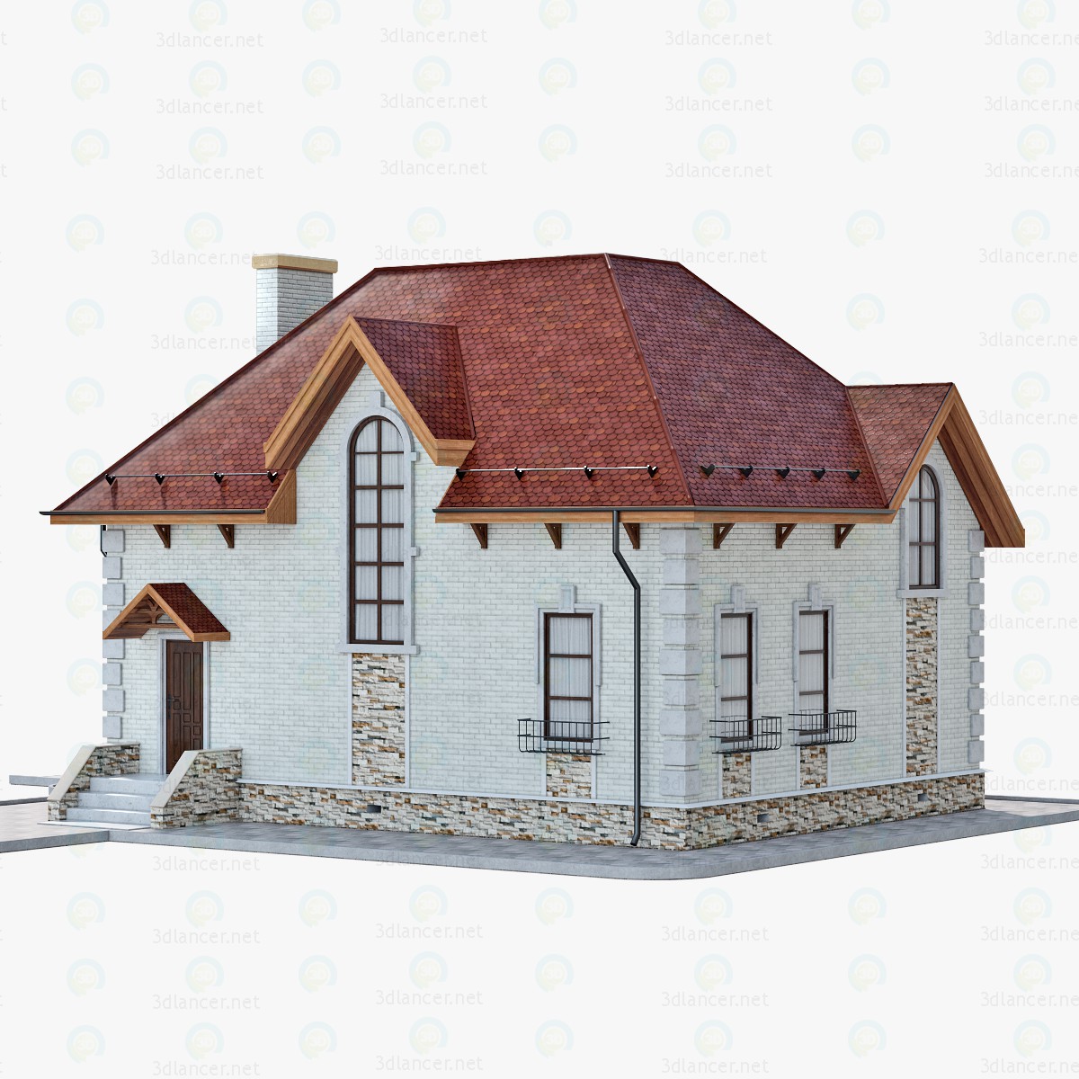 Casa ladrillo - 1 3D modelo Compro - render Casa ladrillo - 1 3D modelo Compro - render