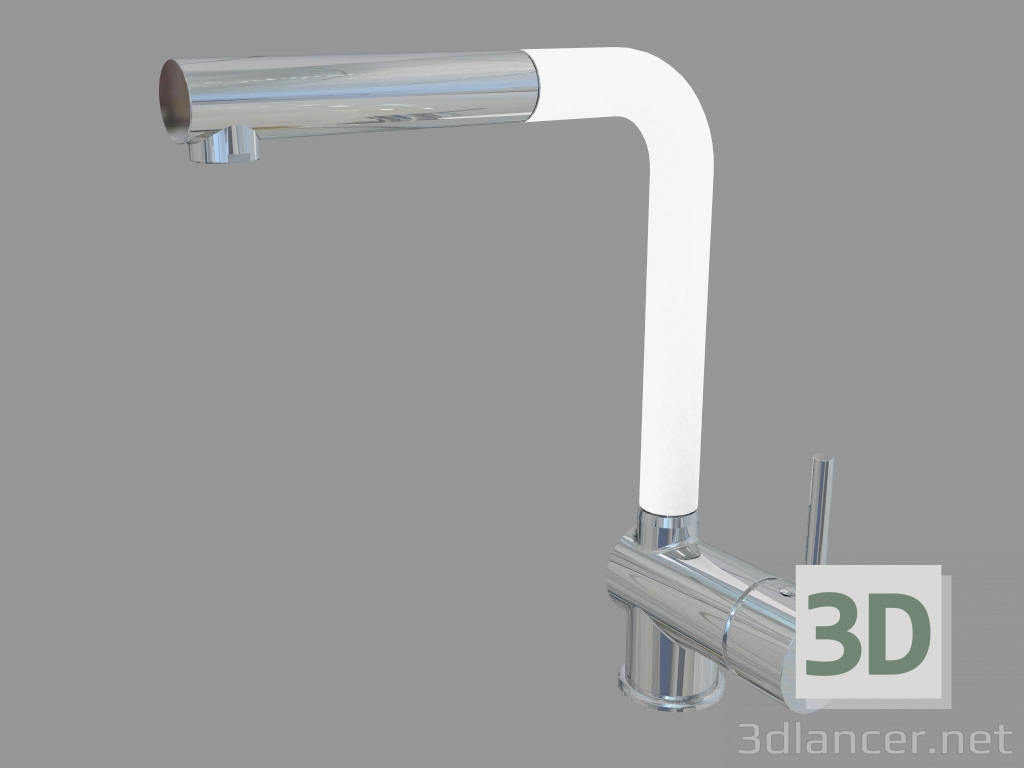 modello 3D Miscelatore per lavello con bocca rettangolare e annaffiatoio retrattile - chrom biały Aster (BCA W7 - anteprima
