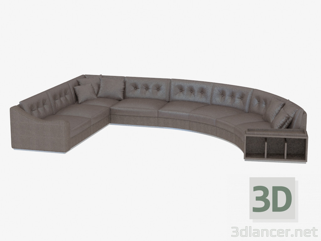 3d модель Сучасний кутовий диван з полицями Золотий цирк (512х333х83) – превью