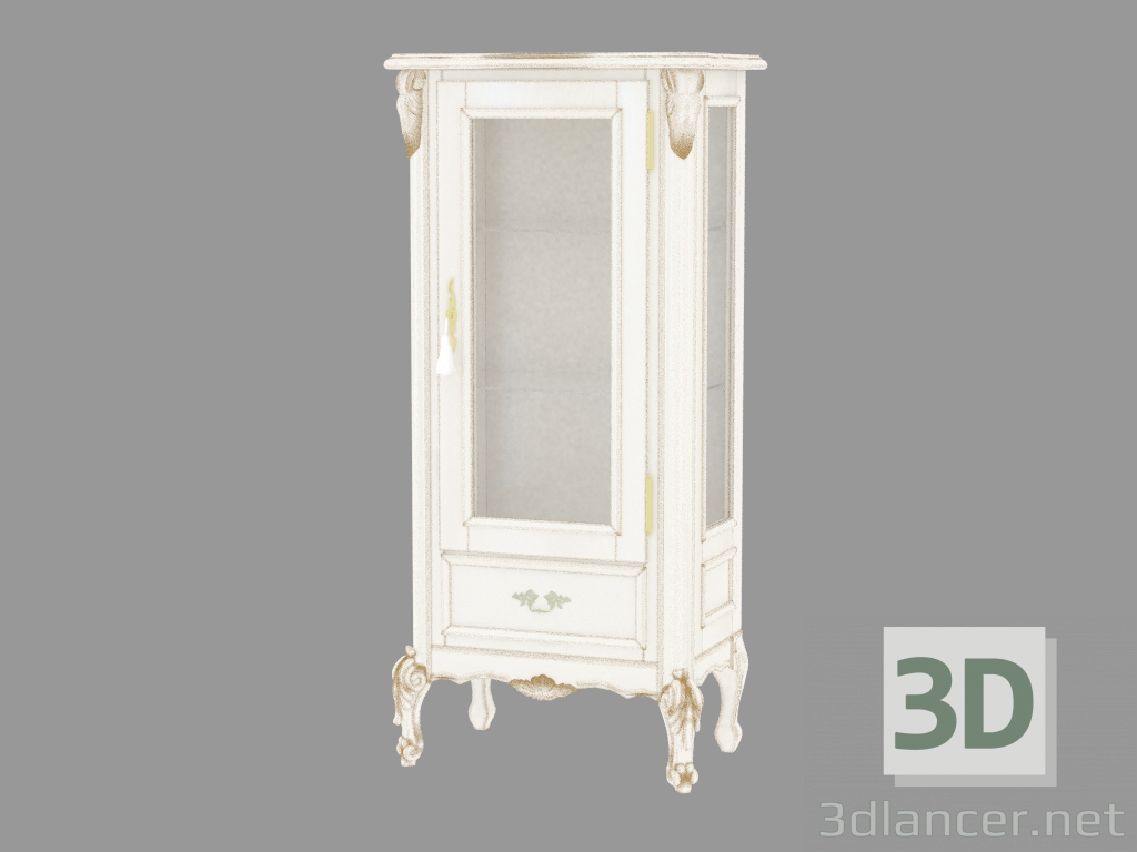 3d model Showcase one-door with box BN8807 (white with gold patina) - preview