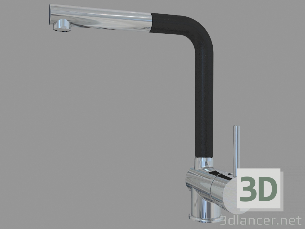 modello 3D Miscelatore per lavello con bocca rettangolare e annaffiatoio retrattile - chrom czarny Aster (BCA B - anteprima