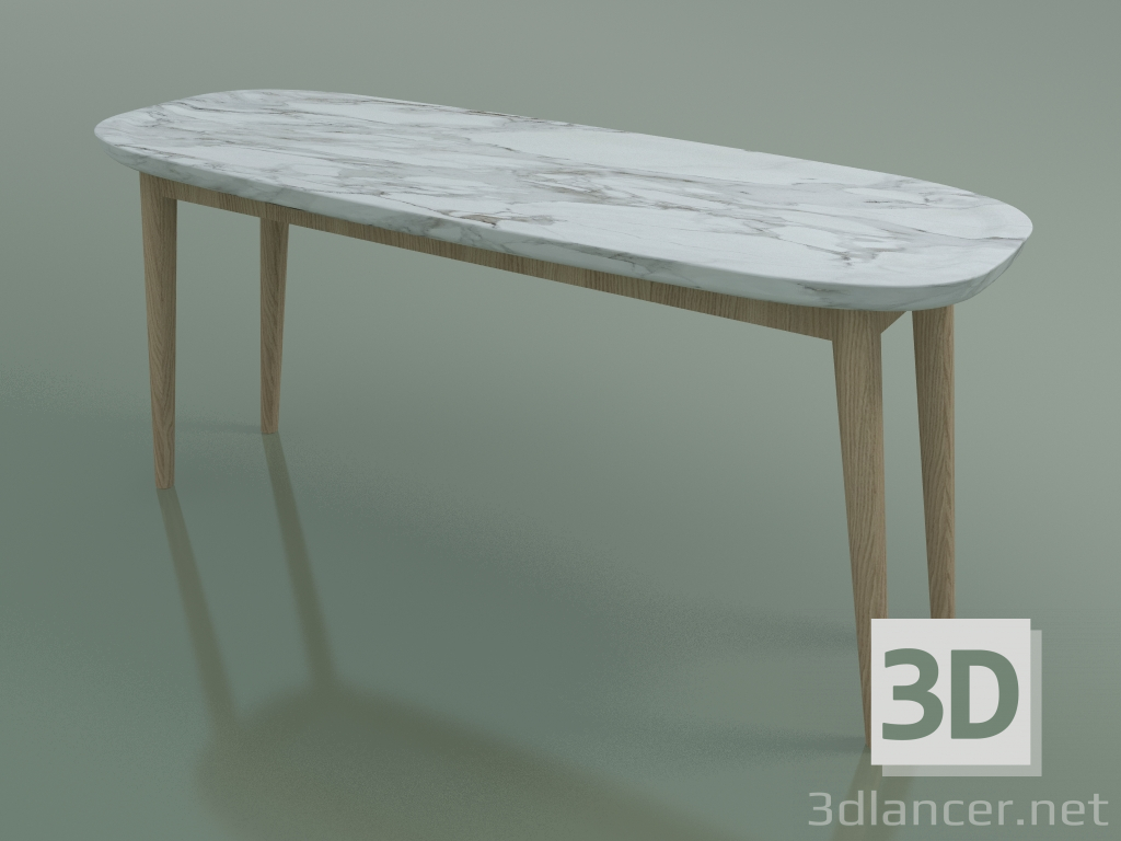 modello 3D Tavolino ovale (247 R, marmo, Rovere Sbiancato) - anteprima