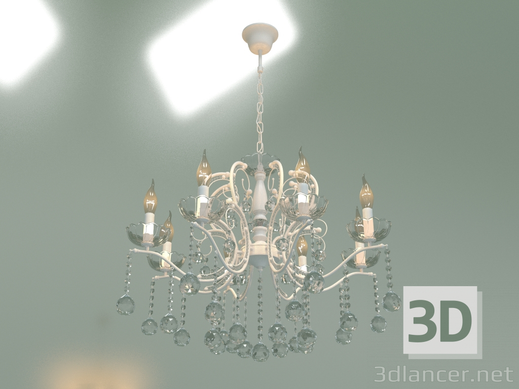 3d model Pendant chandelier Brezza 10107-8 (glossy white-clear crystal) - preview