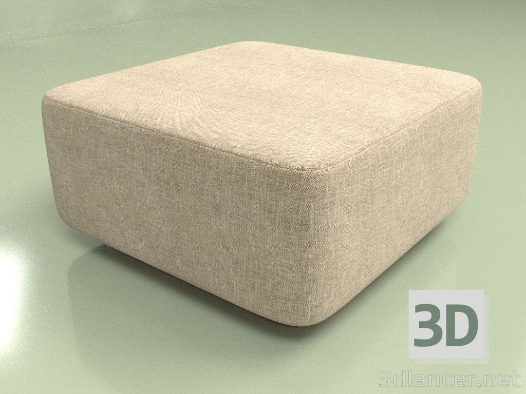 modèle 3D Pouf carré dodu - preview