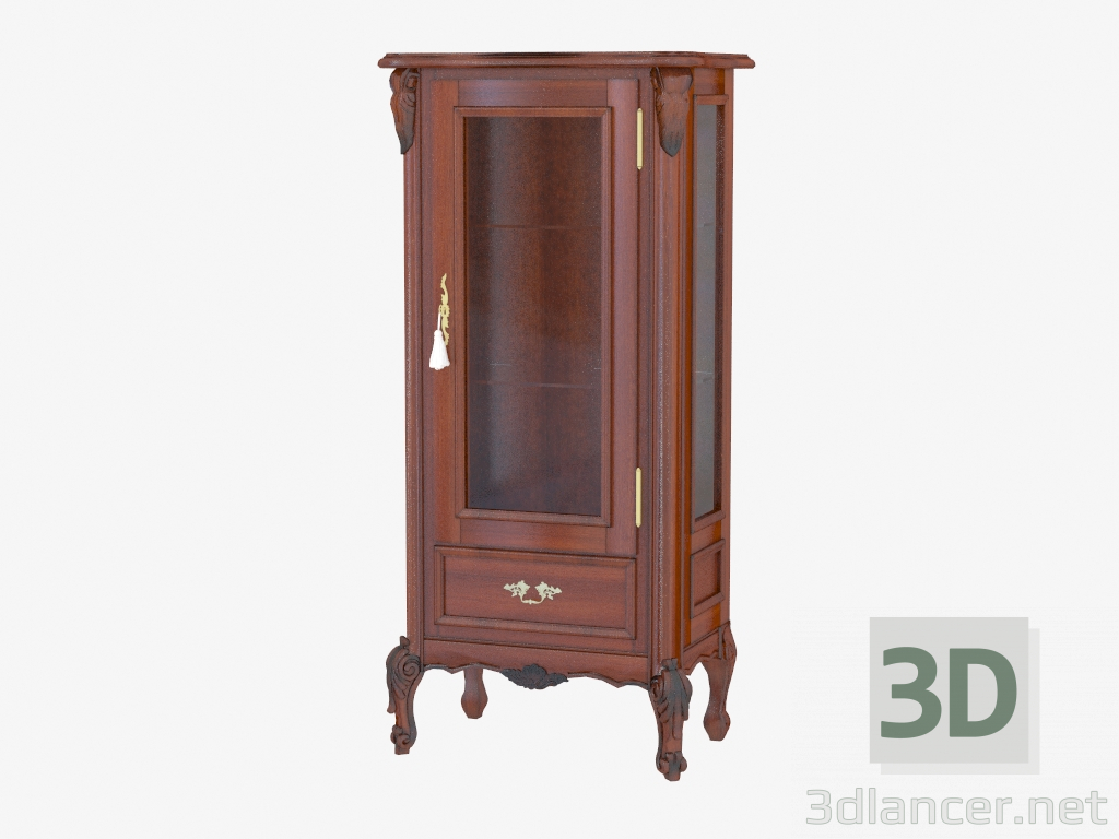 3d model Single-door showcase with drawer BN8807 (wood with black patina) - preview