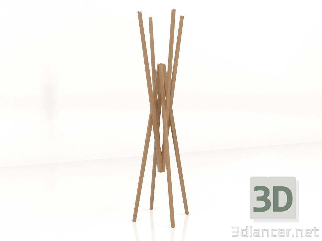 3D modeli Portmanto (doğal meşe) - önizleme