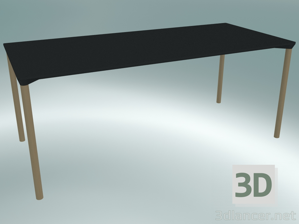 3D Modell Tisch MONZA (9208-01 (80x180cm), H 73cm, HPL schwarz, Aluminium, Esche naturfurniert) - Vorschau