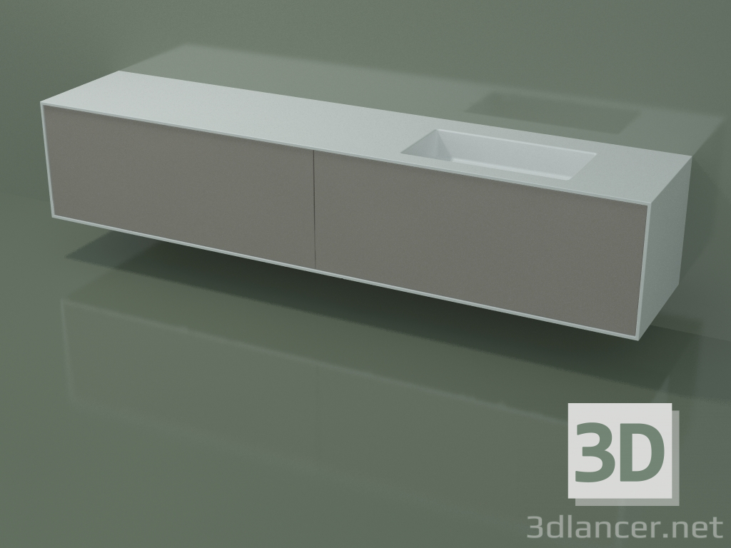 modello 3D Lavabo con cassetti (06UCB34D1, Clay C37, L 240, P 50, H 48 cm) - anteprima