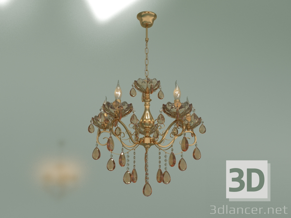 modello 3D Lampadario a sospensione Escada 10109-5 (cristallo tinto bronzo) - anteprima