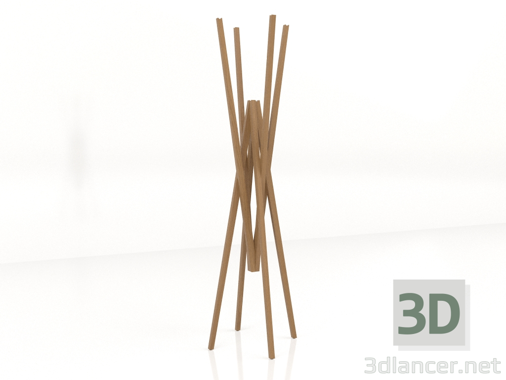 modèle 3D Portemanteau (chêne foncé) - preview