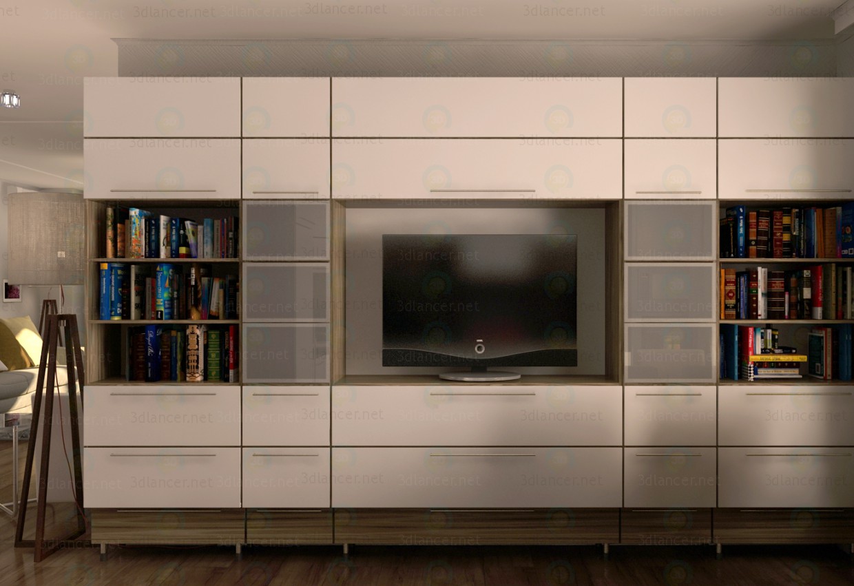 3d model Bookcase for living room - preview 3d model Bookcase for living room - preview