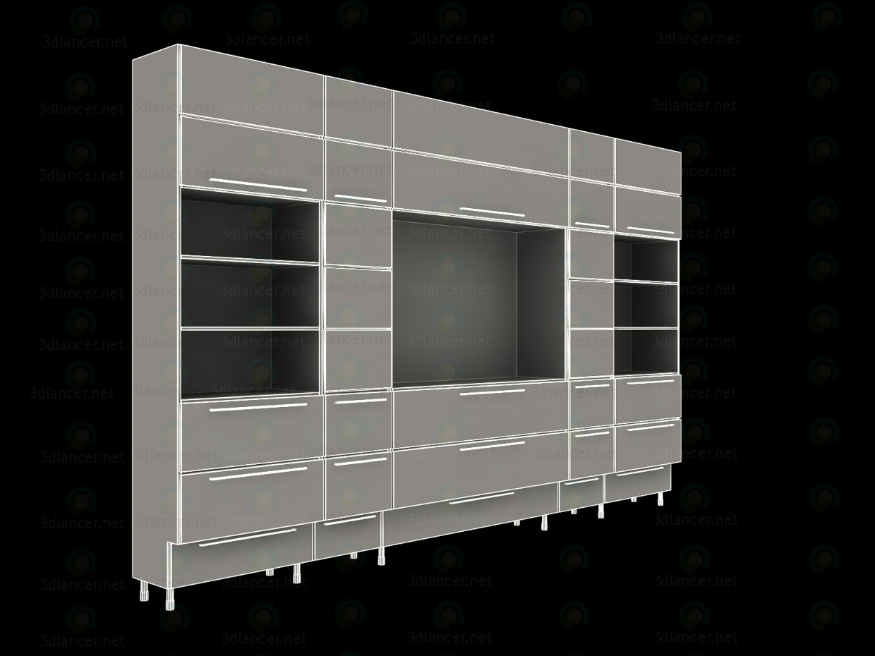 3d model Bookcase for living room - preview 3d model Bookcase for living room - preview