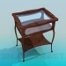 Modelo 3d Mesa de centro de madeira com mesa de vidro - preview