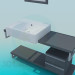 3D modeli Kabin üzerindeki dikdörtgen lavabo - önizleme