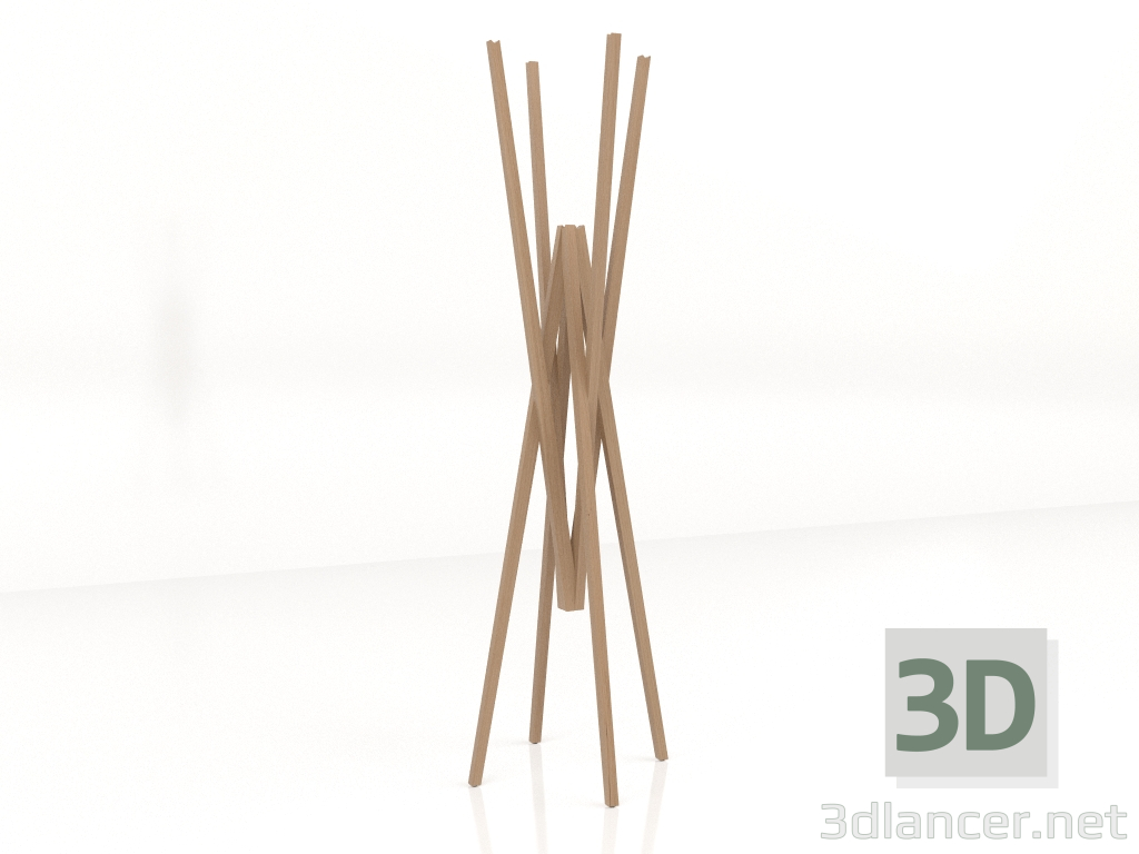 modèle 3D Portemanteau (chêne clair) - preview