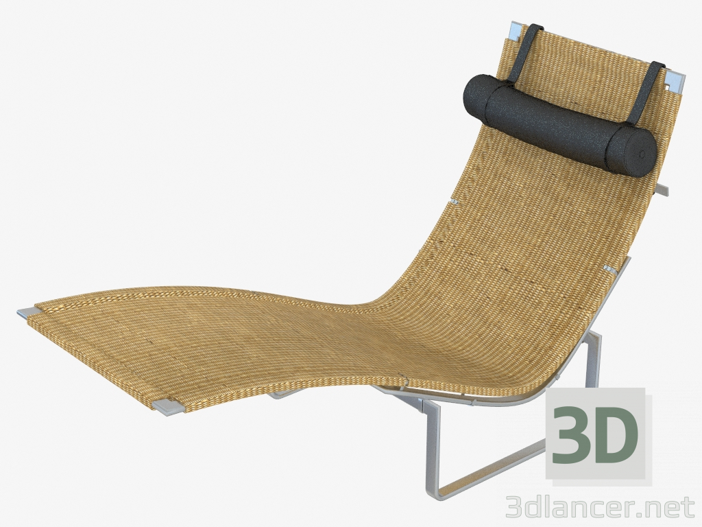 3D Modell Chaiselongue mit Lederkopfstütze PK24 (Geflecht) - Vorschau
