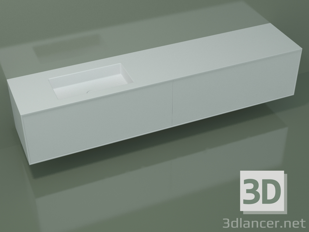 3D Modell Waschbecken mit Schubladen (06UCB34S1, Glacier White C01, L 240, P 50, H 48 cm) - Vorschau