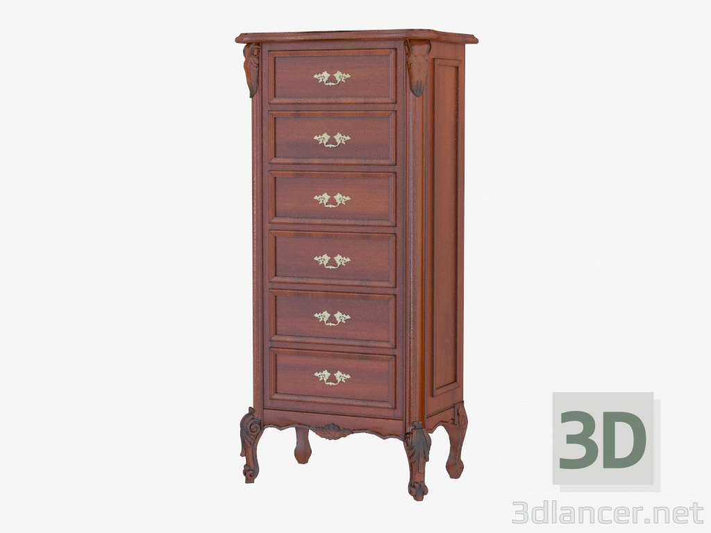 3d model Chest of six drawers BN8813 (wood with a black patina) - preview