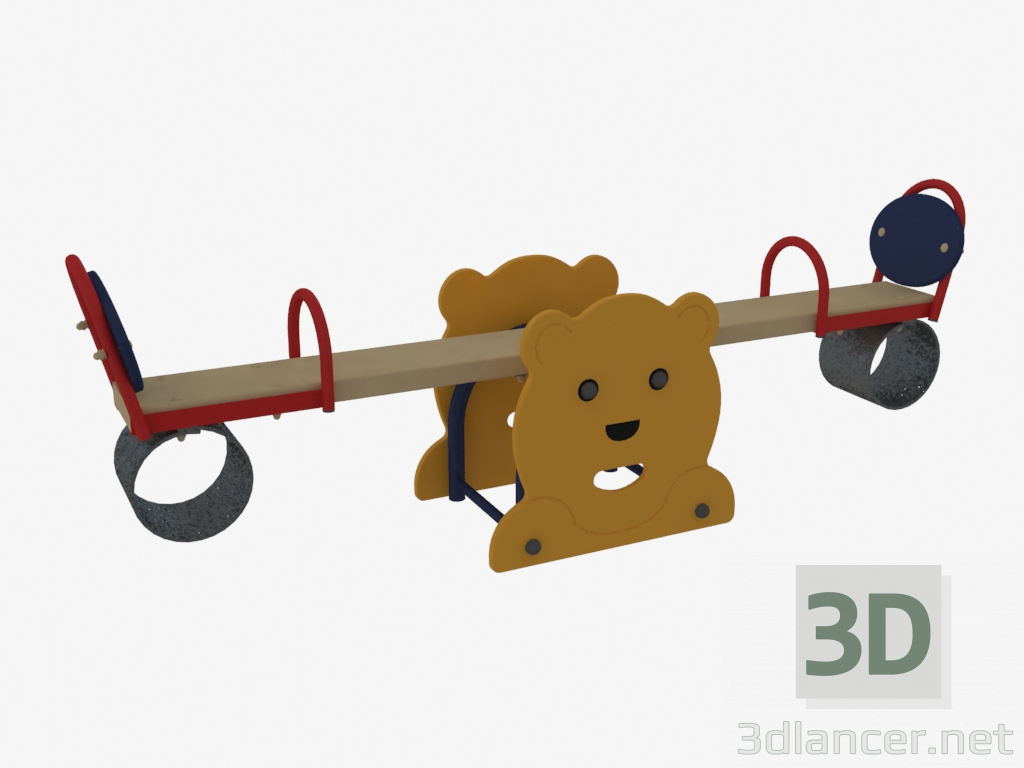 3d model Rocking chair balance weight of a children's playground Bear (6202) - preview